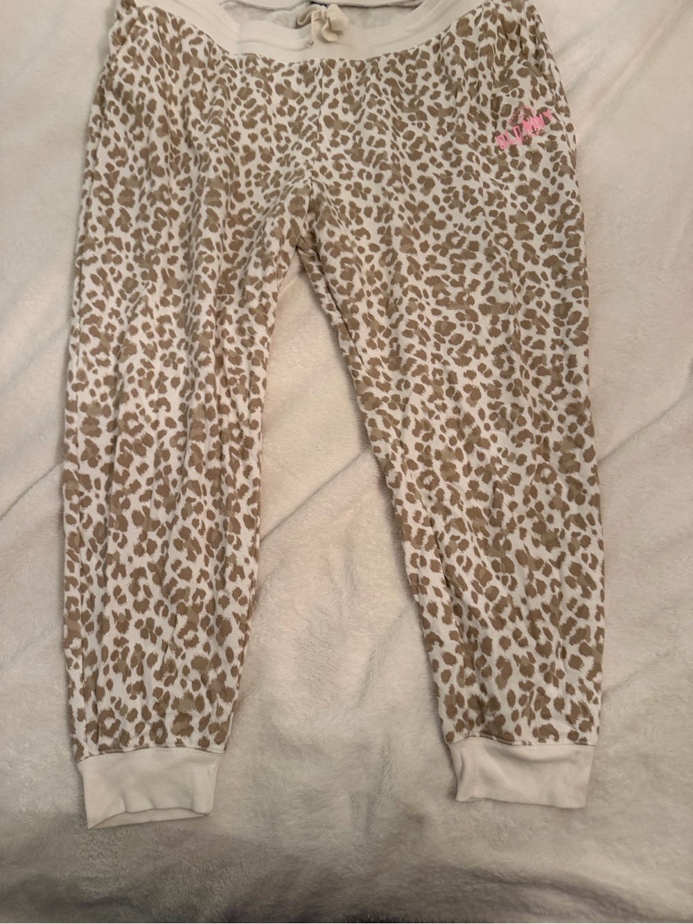 Old Navy Beige Leopard-Print Jogger Pants with Pink Accent